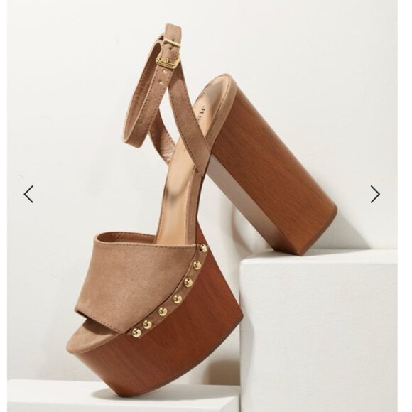 ⭐️ Wooden Block Boho Modern Classy Chic Glam Wood Hipster Elegant Strap Heels - Picture 10 of 11